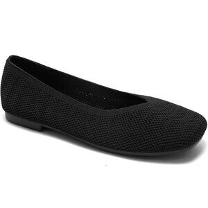 Arromic Square Ballet Toe Flats Slip On - Black - Size 9